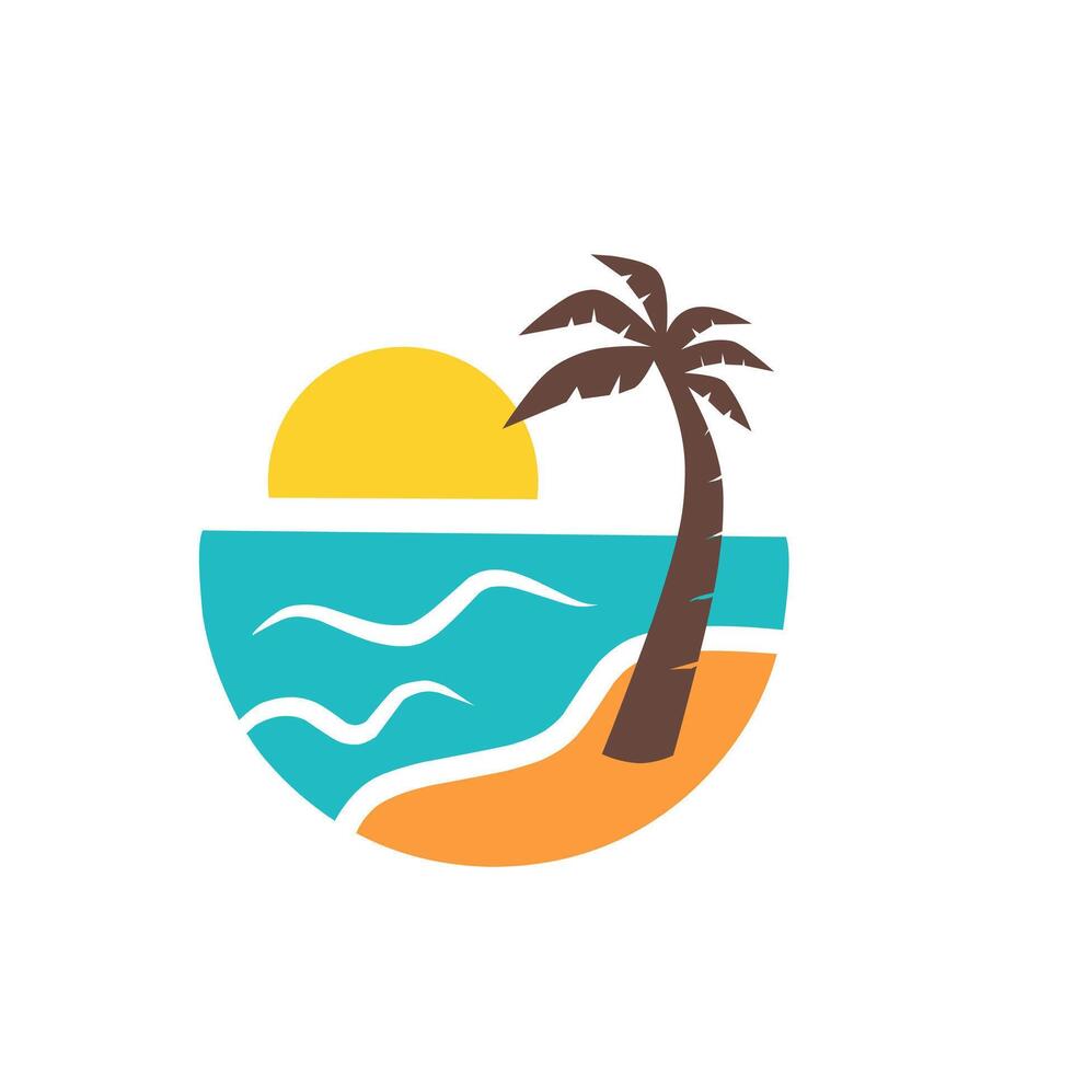 Palm Tree by the Ocean Logo vector