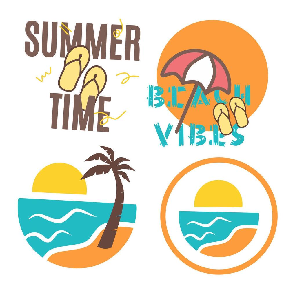 Hand Drawn Summer Sticker Set vector