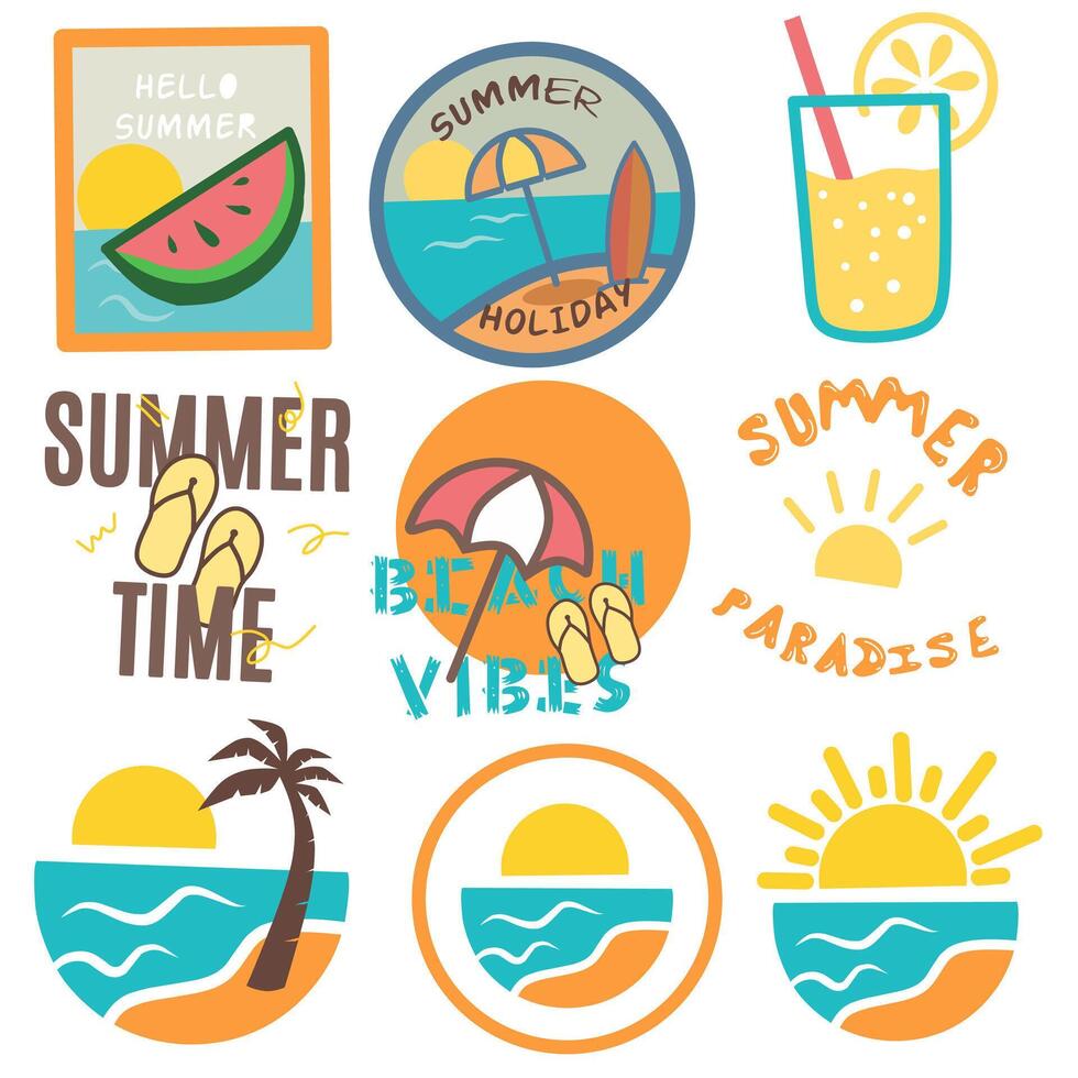 Summer Time Emblem Bundle vector