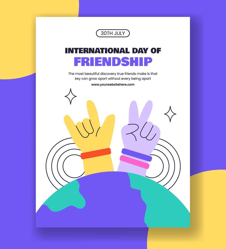 Happy Friendship Day Illustration with Friends Hanging Out in Flat Vertical Poster Template vector