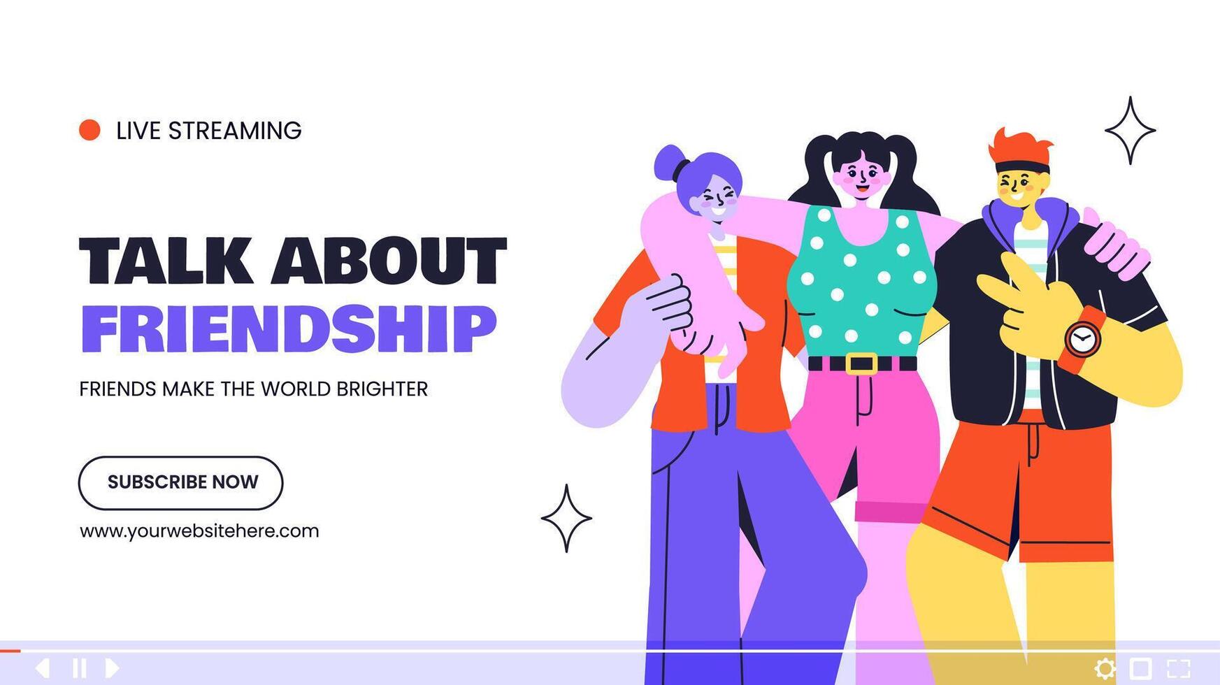 Thumbnail for Friendship Day with Happy Friends in Flat Cartoon Illustration Style vector
