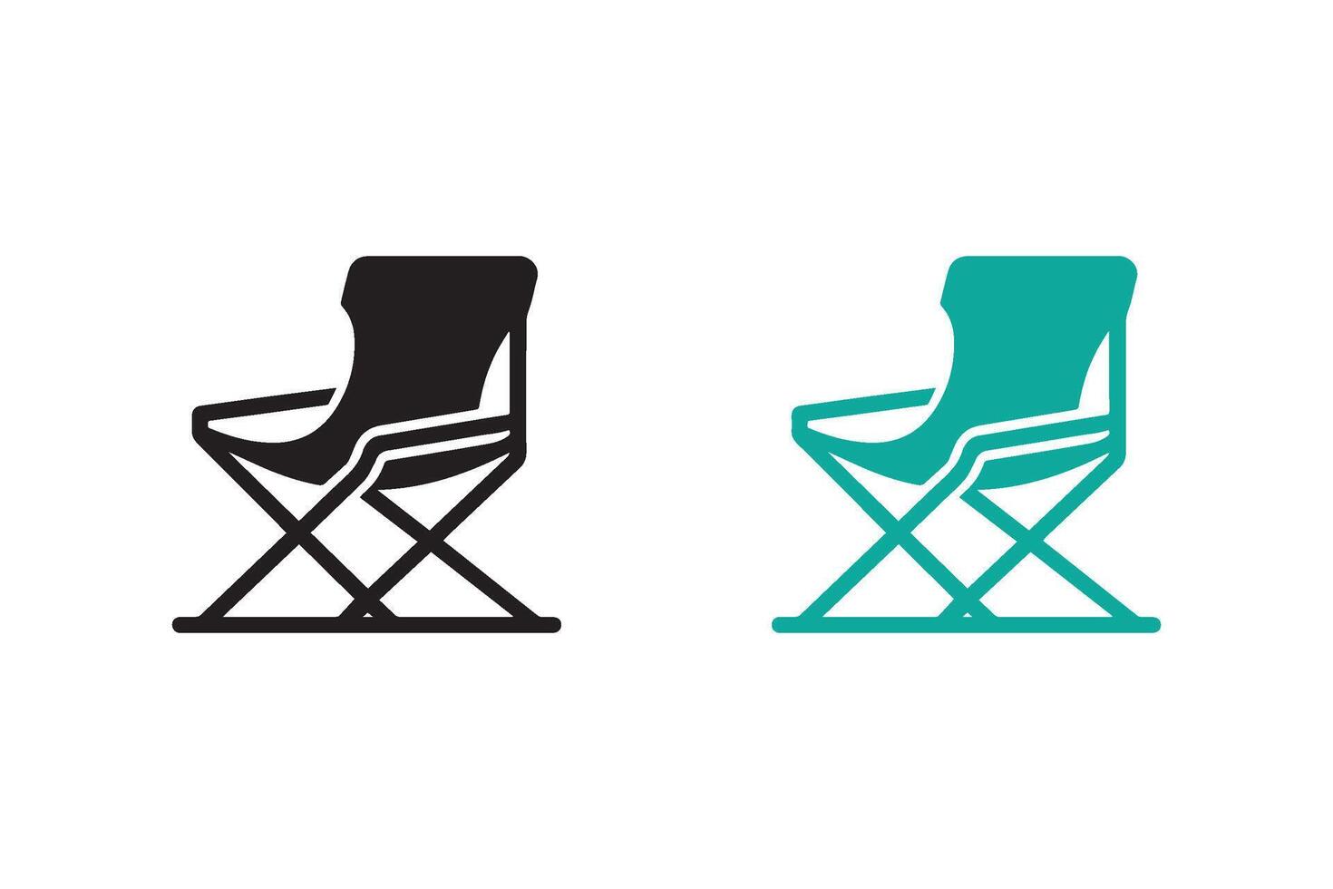 Minimalist folding chair for camping silhouette. vector