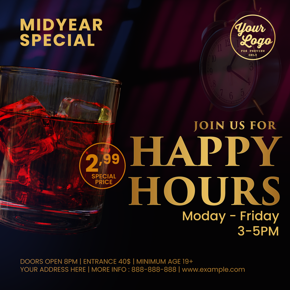 Dark Elegant Wine Join US For Happy Hours Promotion psd