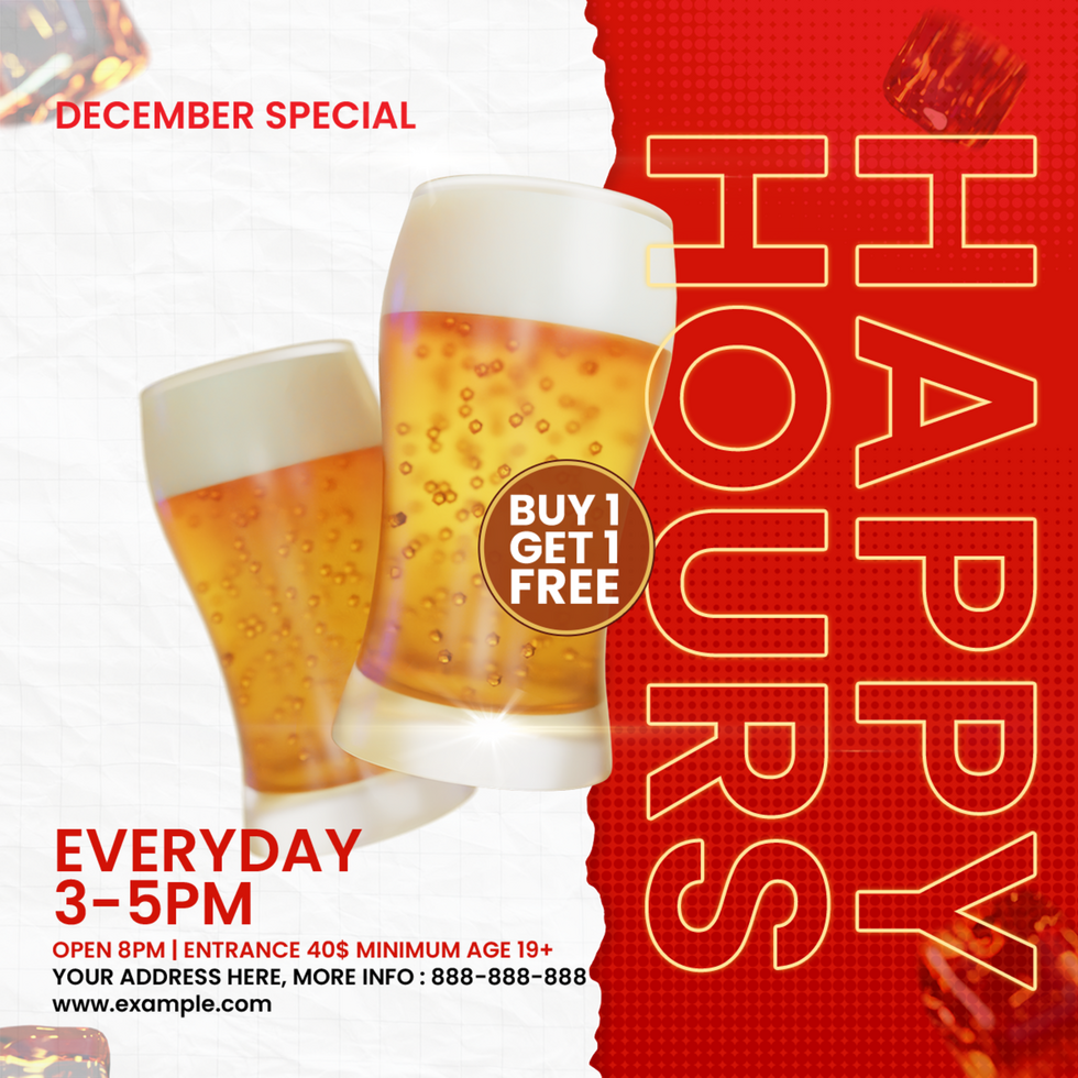 Red White Professional Happy Hours Promotion psd