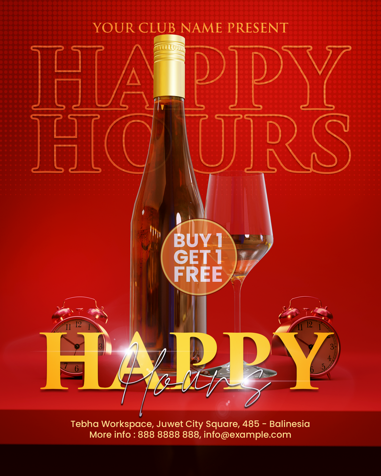 Red Luxury Happy Hours Promotion psd