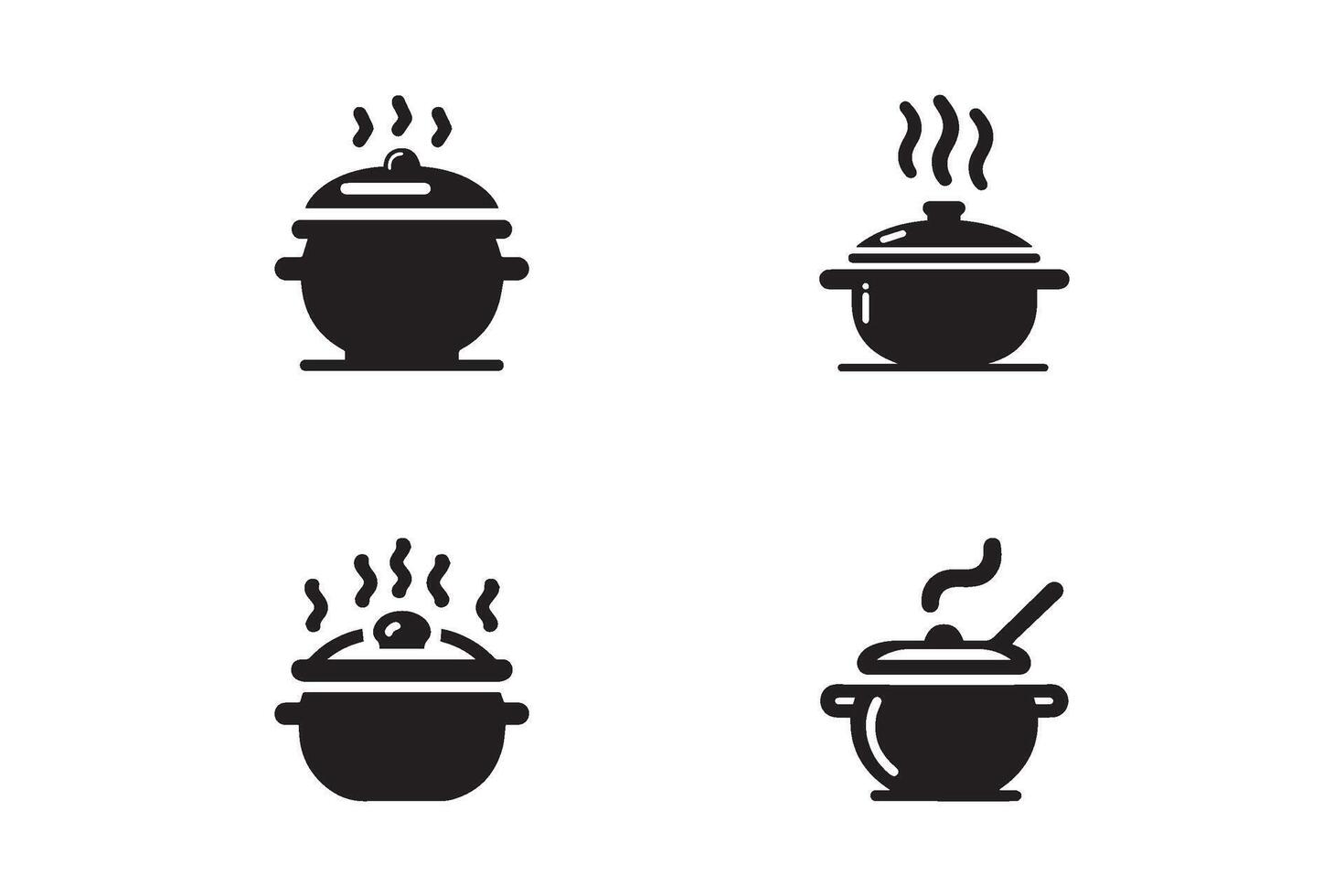 Set of hotpot silhouette on white background. Hotpot dish icon vector