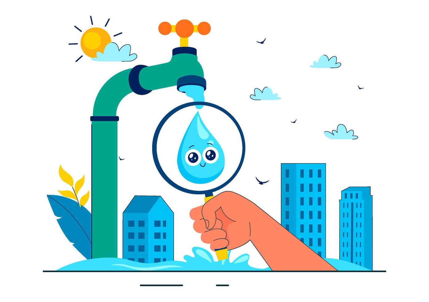World Water Awareness Day on September 18 with Clean Water Theme and Earth Elements vector