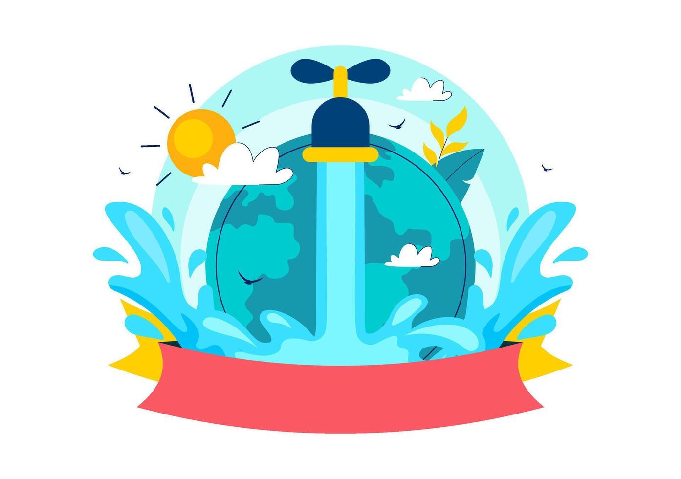 Eco-Friendly Design for World Water Monitoring Day in Flat Style with Planet and Water Drops vector