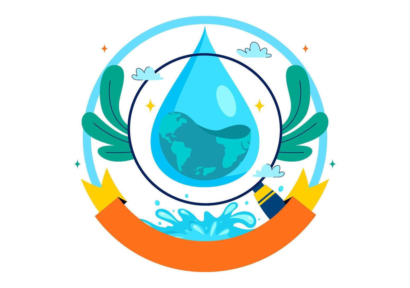 Flat Style Environmental Illustration Featuring World Water Monitoring Day with Earth and Drops vector