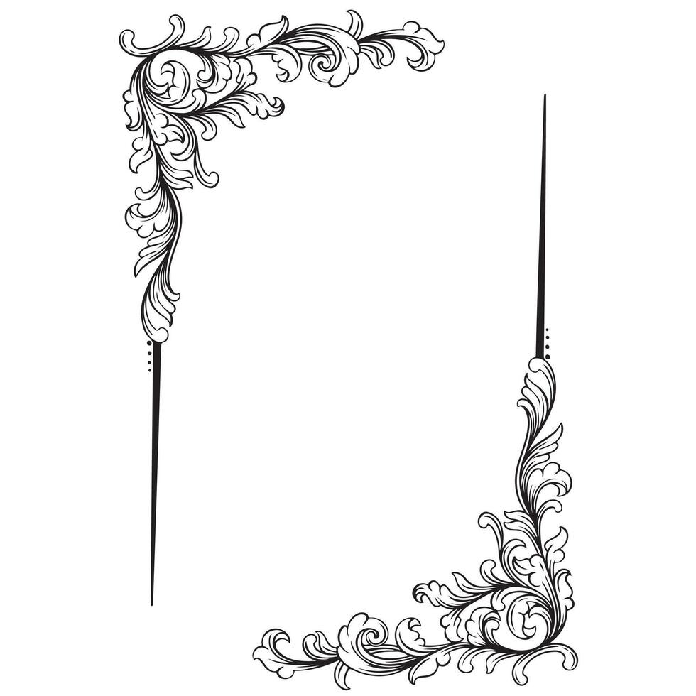 Vintage baroque frame with floral ornament engraving illustration artb vector