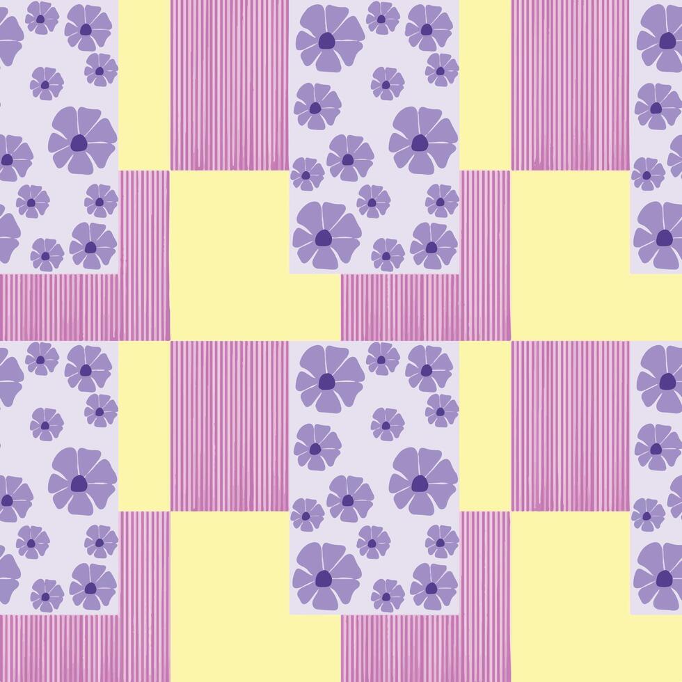 seamless colorful pattern with flower and yellow purple pink background vector