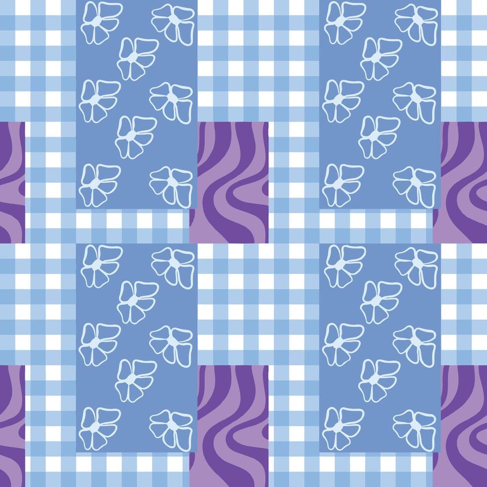 seamless floral pattern with blue and purple background vector