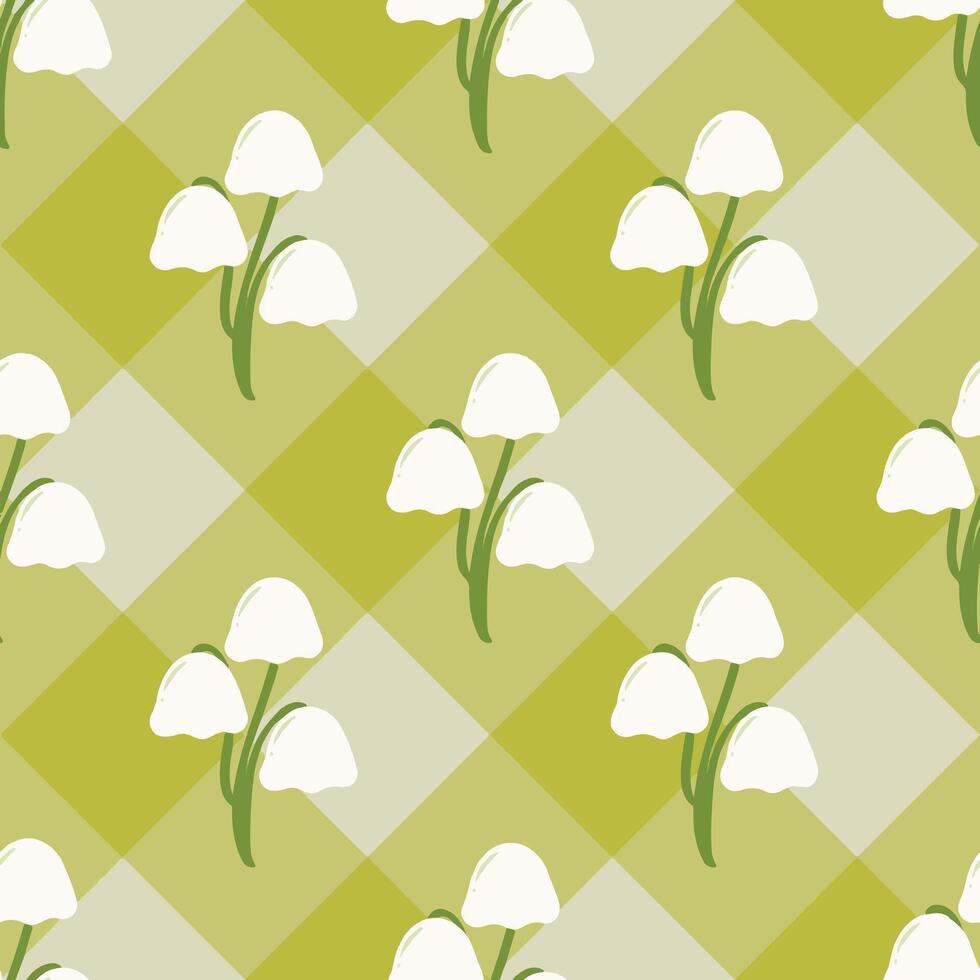 seamless pattern with flower and green background vector