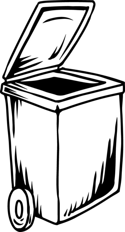 Open Wheeled Trash Bin Line Art vector