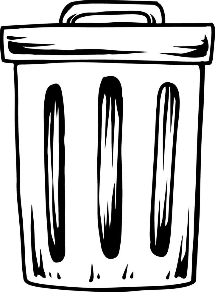 Classic Trash Can Line Art vector