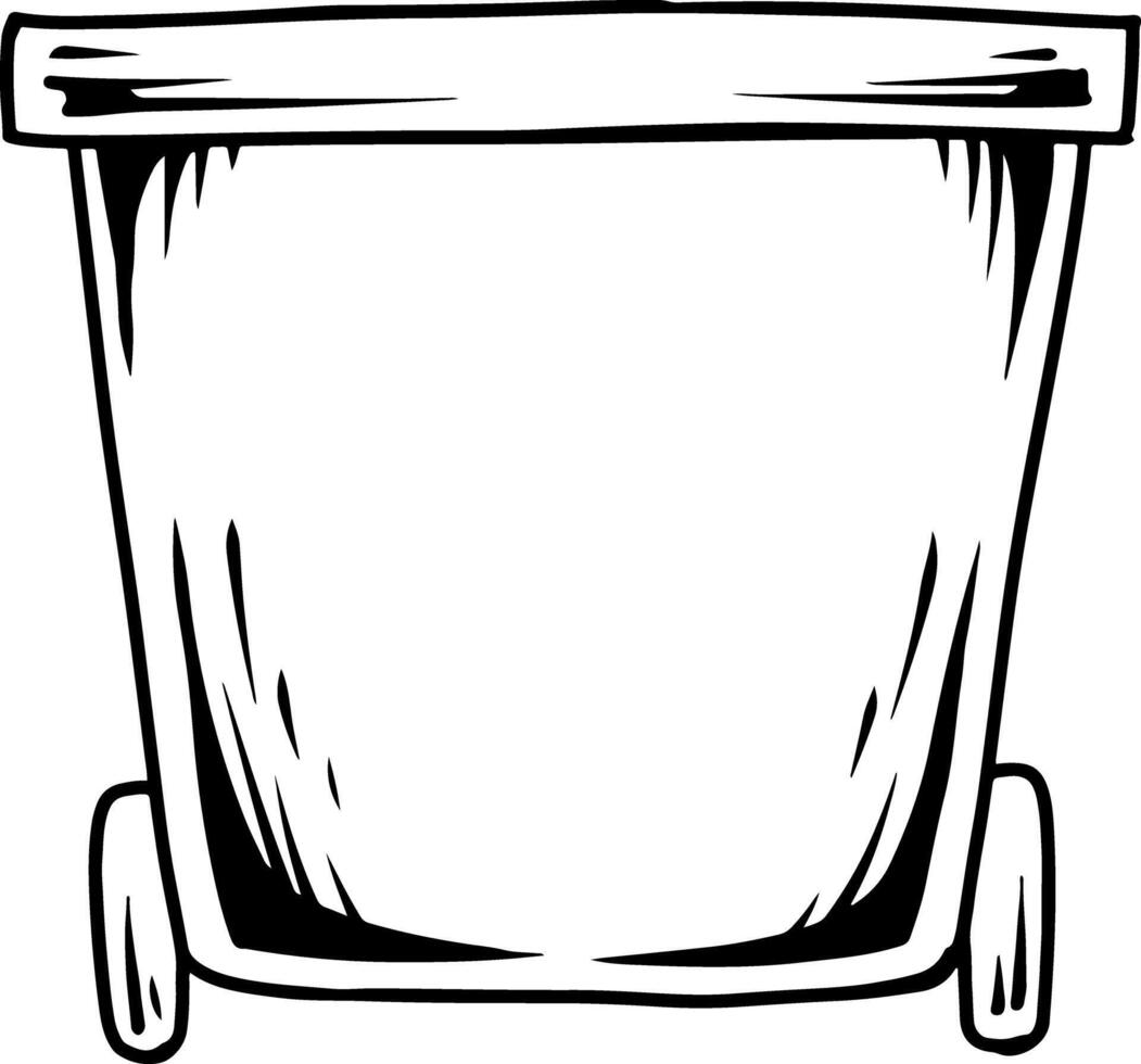 Wheeled Trash Bin Line Art vector