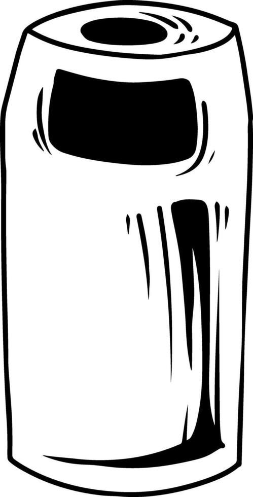 Cylindrical Trash Can Line Art vector