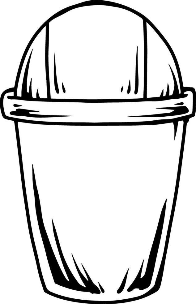 Dome Top Trash Can Line Art vector