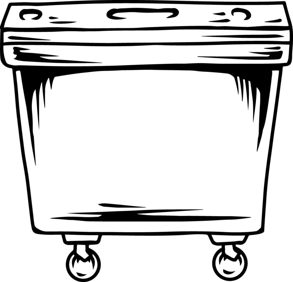 Rectangular Wheeled Bin Line Art vector