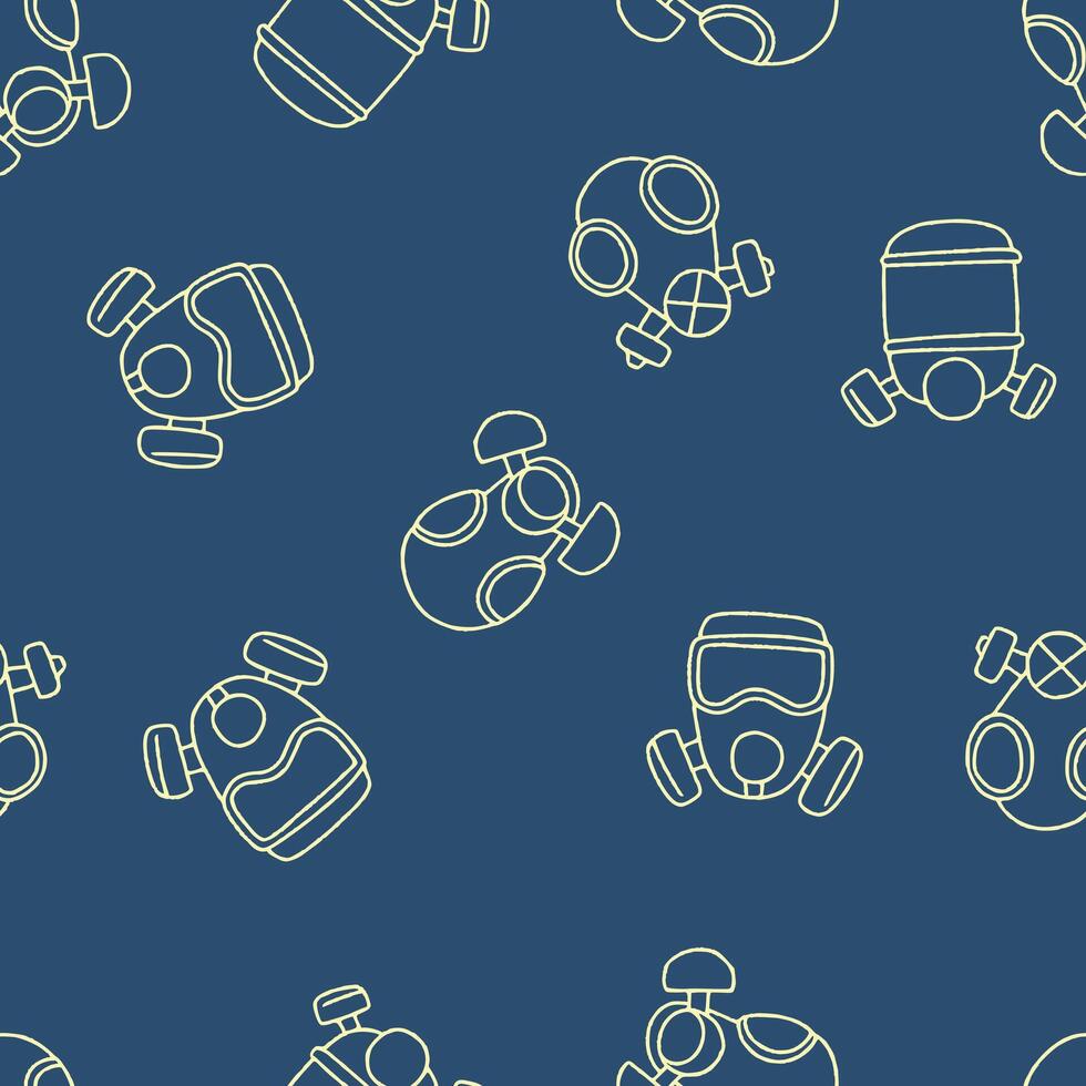 Outline Gas Mask Seamless Pattern Background for Surface Print Fabric Fashion Wrapping vector