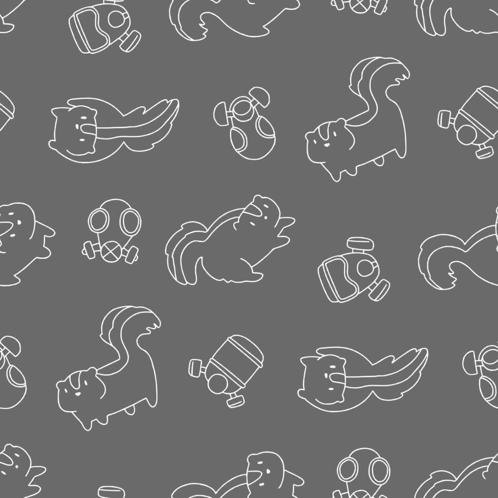 Outline Seamless Pattern of Skunk Gas Mask Background for Fashion Wrapping Print Fabric vector