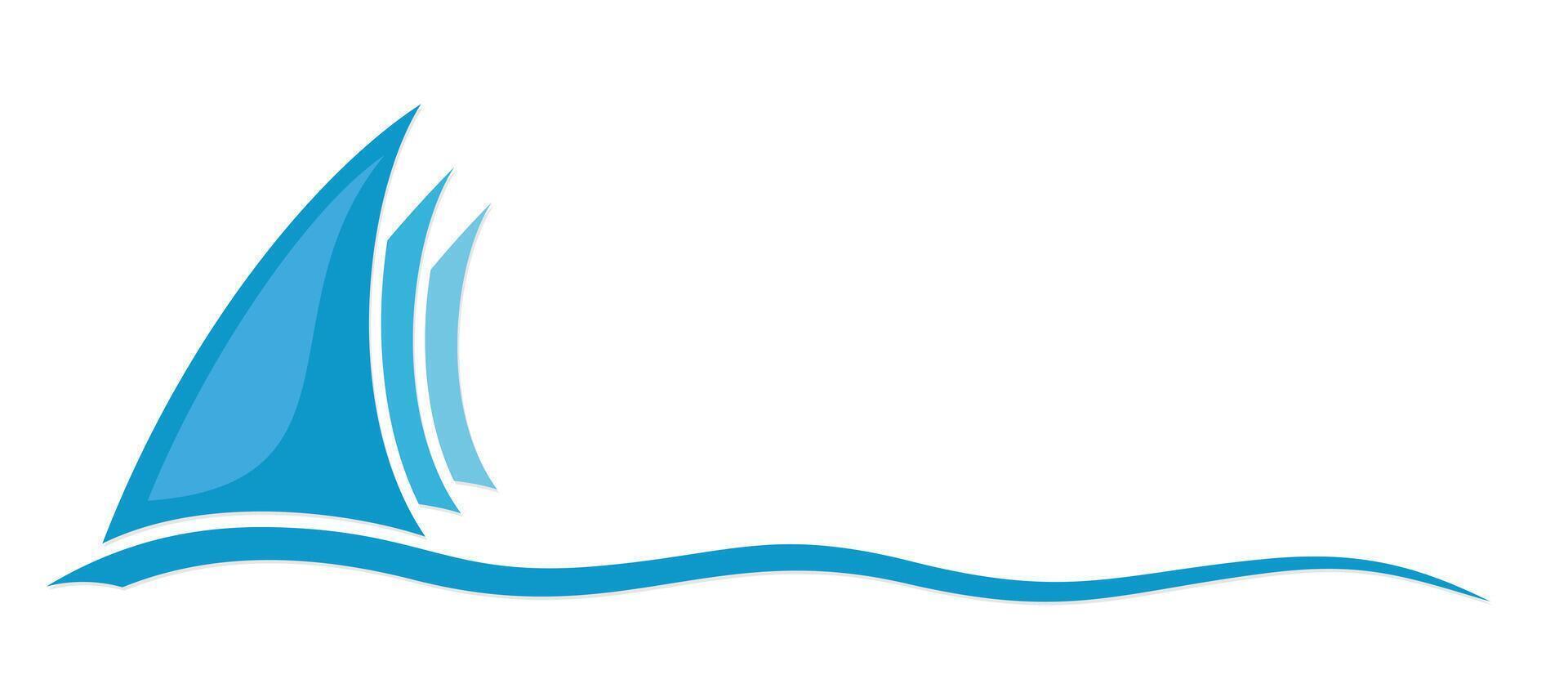 Symbol of blue sailing vessel. vector