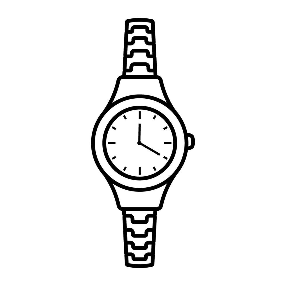 wristwatch time on white background illustration outline style icon design vector