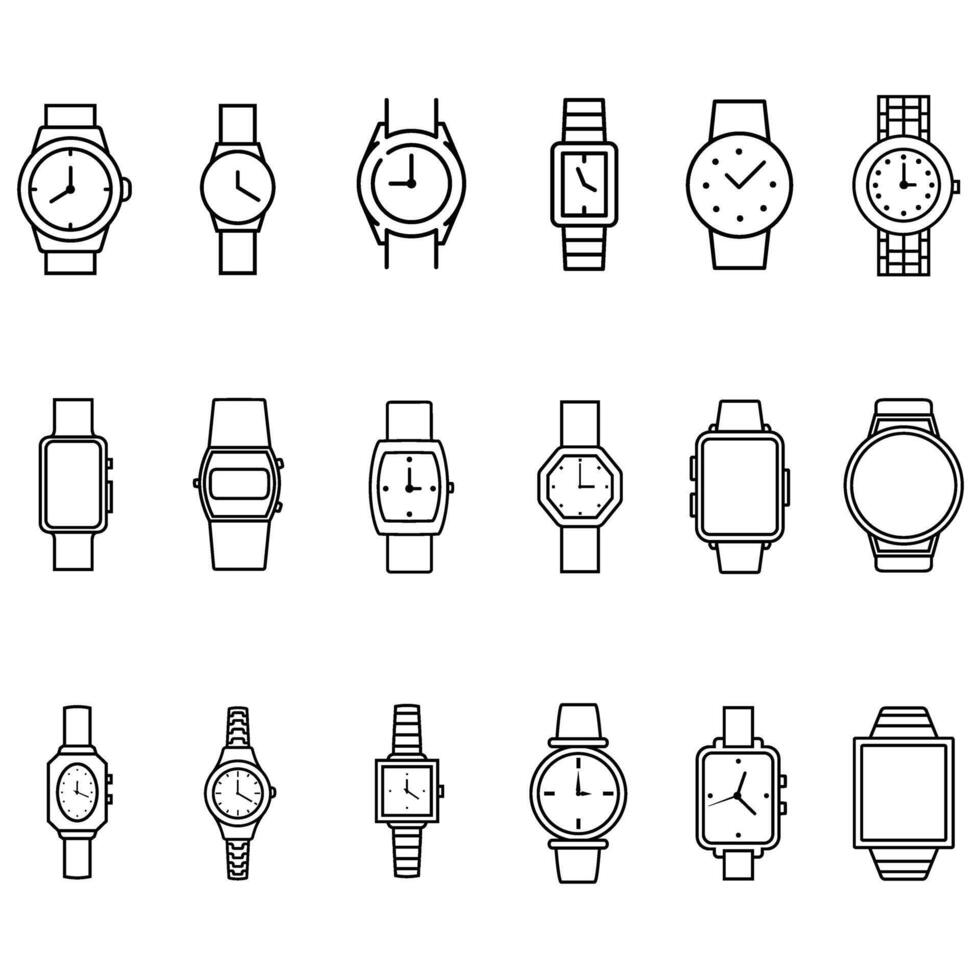 Wrist watch icon set. watch illustration sign collection. Clock symbol. Time web icons. timer logo. vector