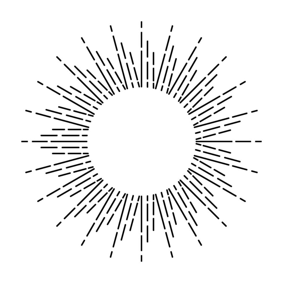 Sunburst, starburst element. Radiating from the center of thin beams, lines. illustration. vector