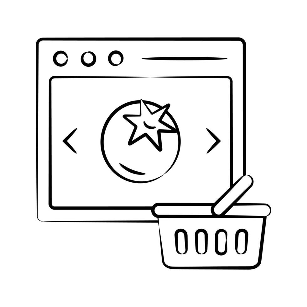 An editable icon of online grocery website designed in doodle style vector