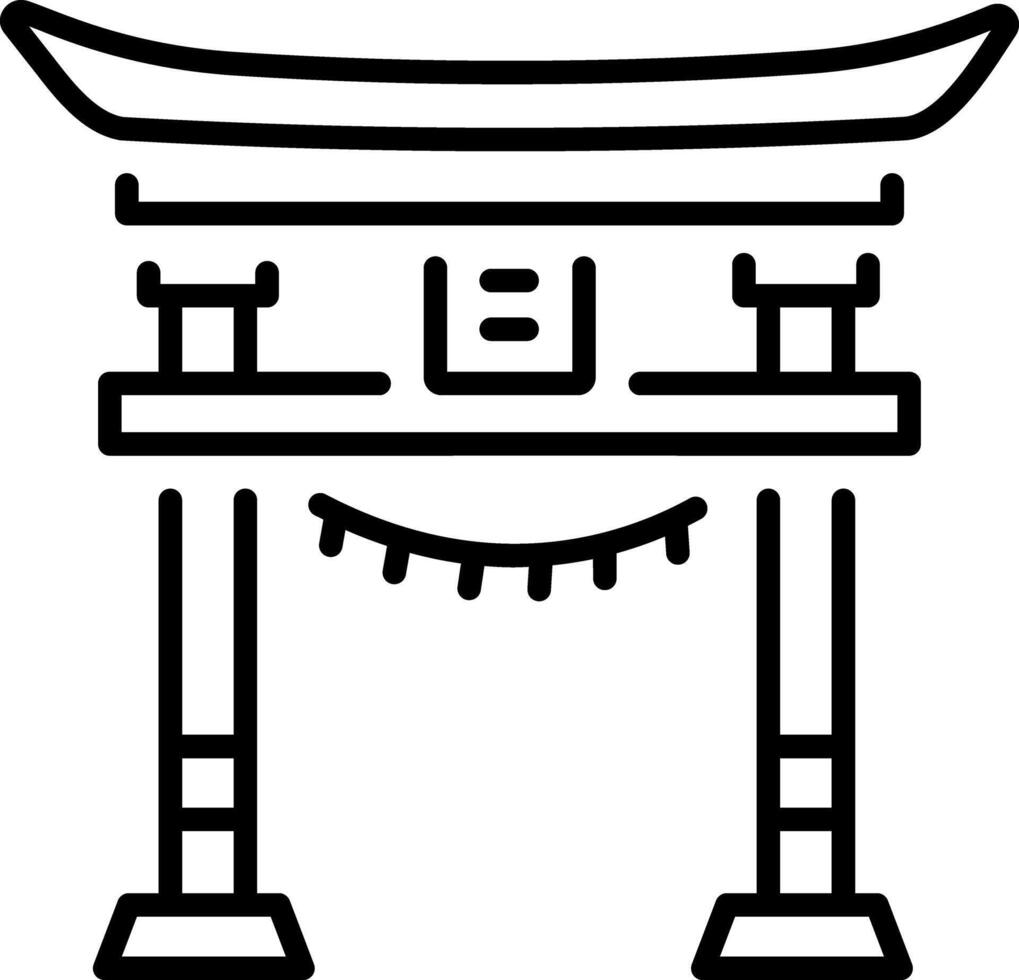 A line style icon showing torii gate vector