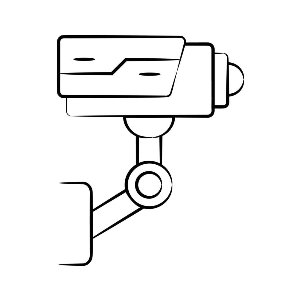 A handy drawing style icon depicting cctv security camera vector