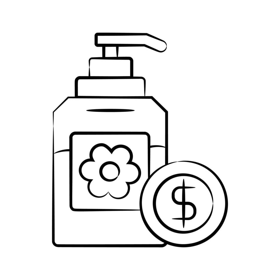 A well crafted hand drawn icon of handwash price vector