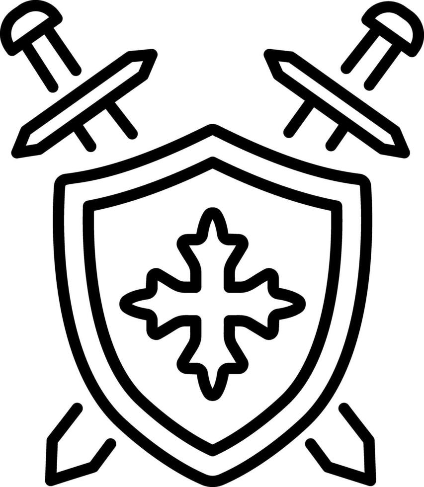 A line style icon showing battle shield vector