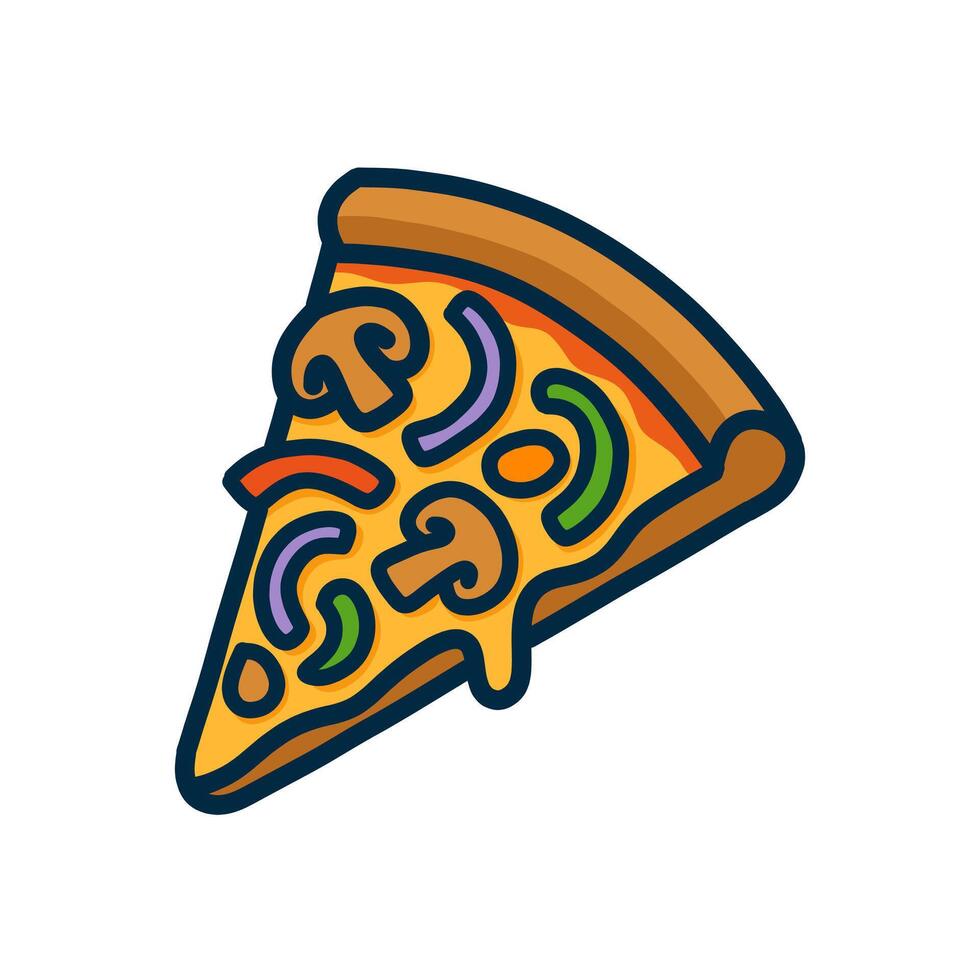 Delicious Pizza Slice with Colorful Toppings and Melted Cheese Illustration vector