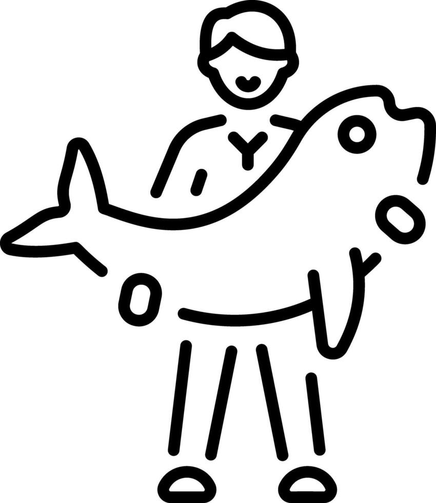 A line style icon depicting big fish vector