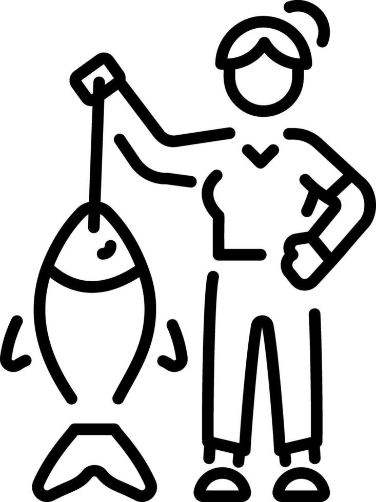 A outline style icon depicting fisherwoman vector