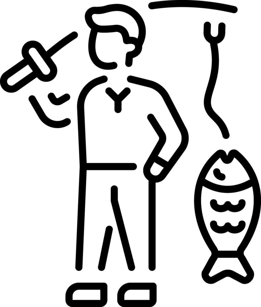 A outline style icon depicting fishing vector