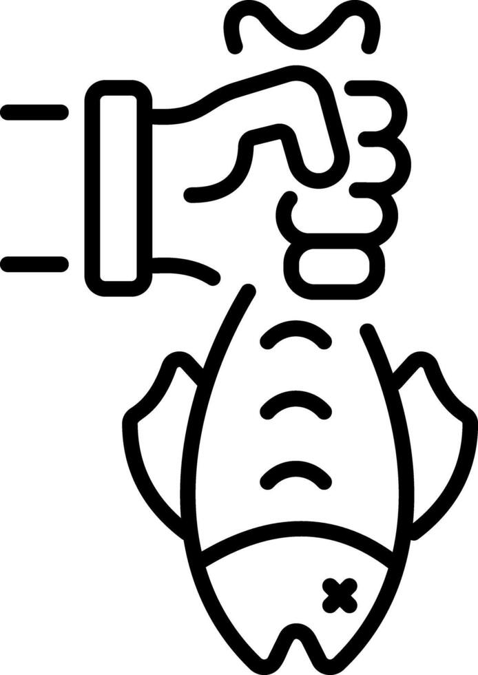 A line style icon depicting holding fish vector
