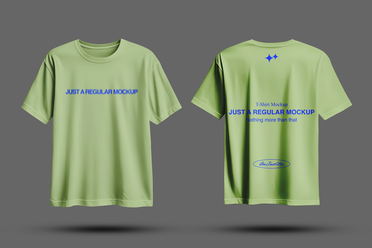 Front and Back View of a Green T-Shirt Mockup psd