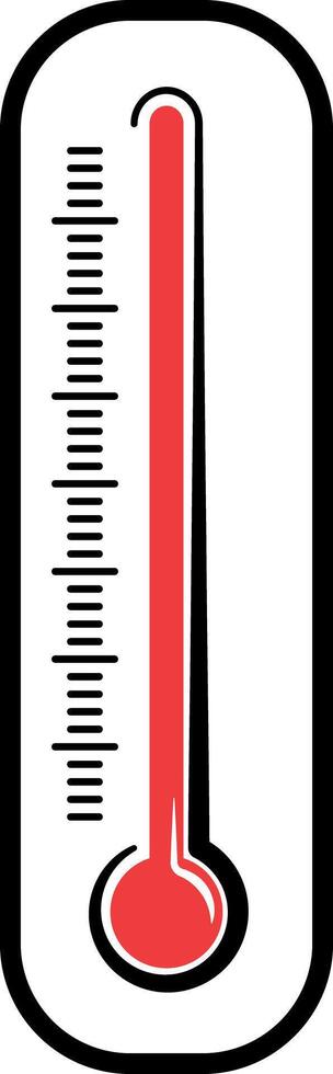 Classic glass thermometer with red liquid and clear temperature scale, isolated on white, without background vector