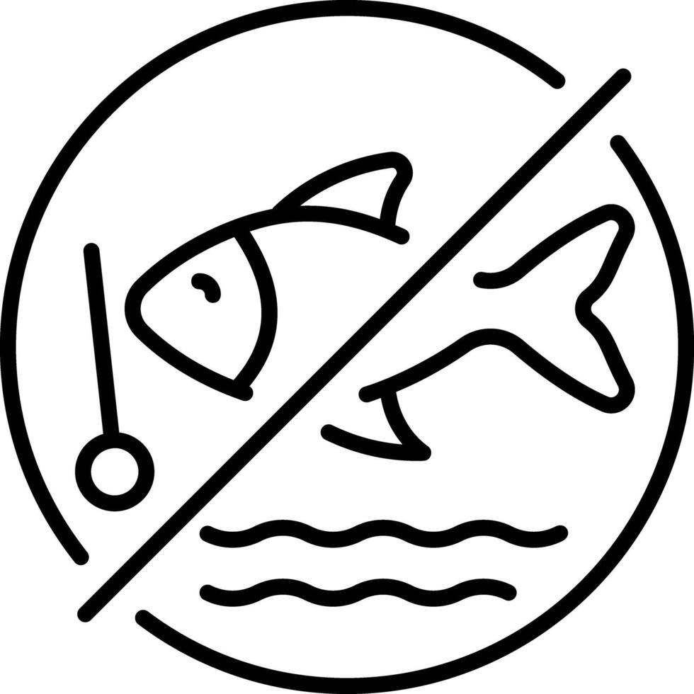 A outline style icon depicting no fishing vector