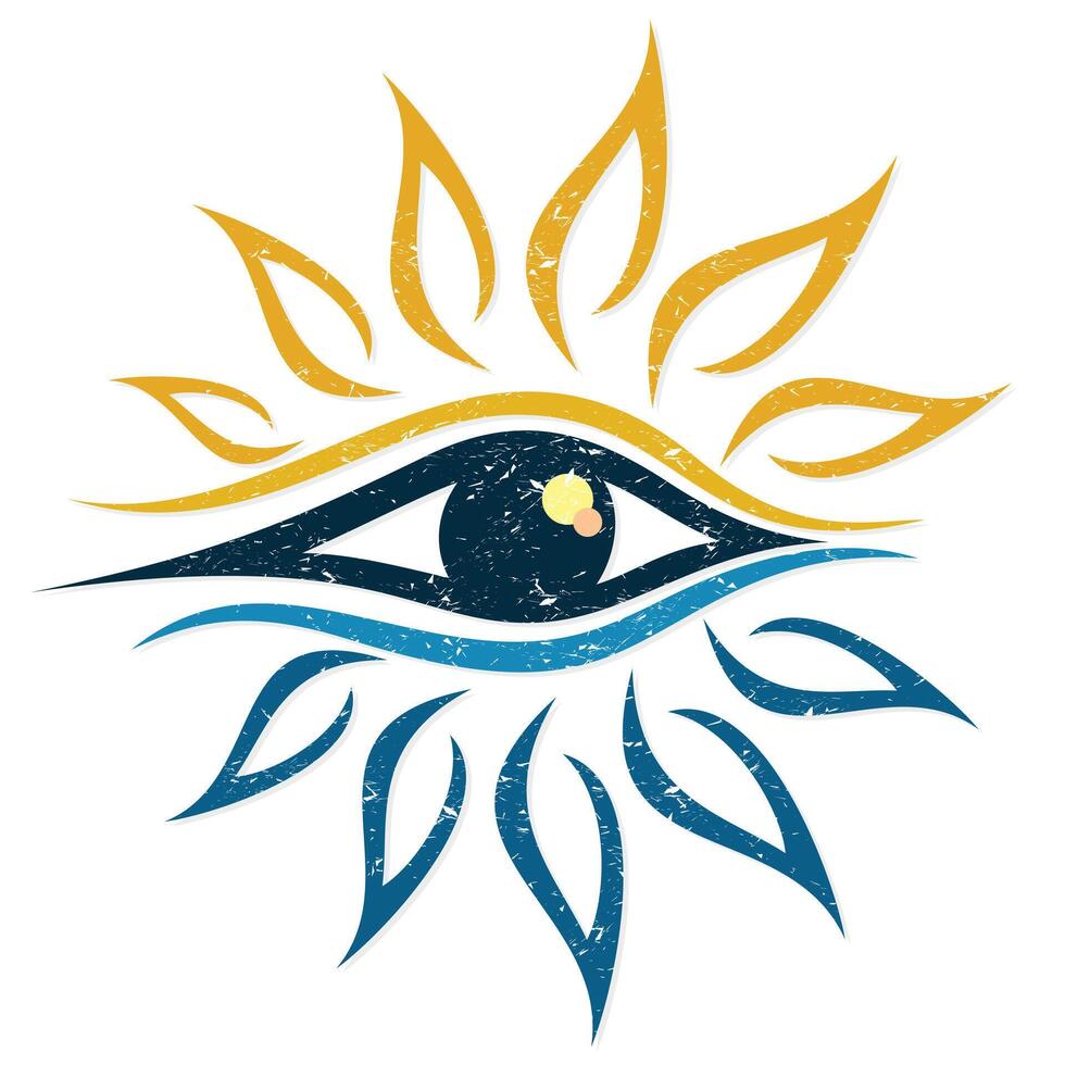 A sun dawn symbol in the sea. vector