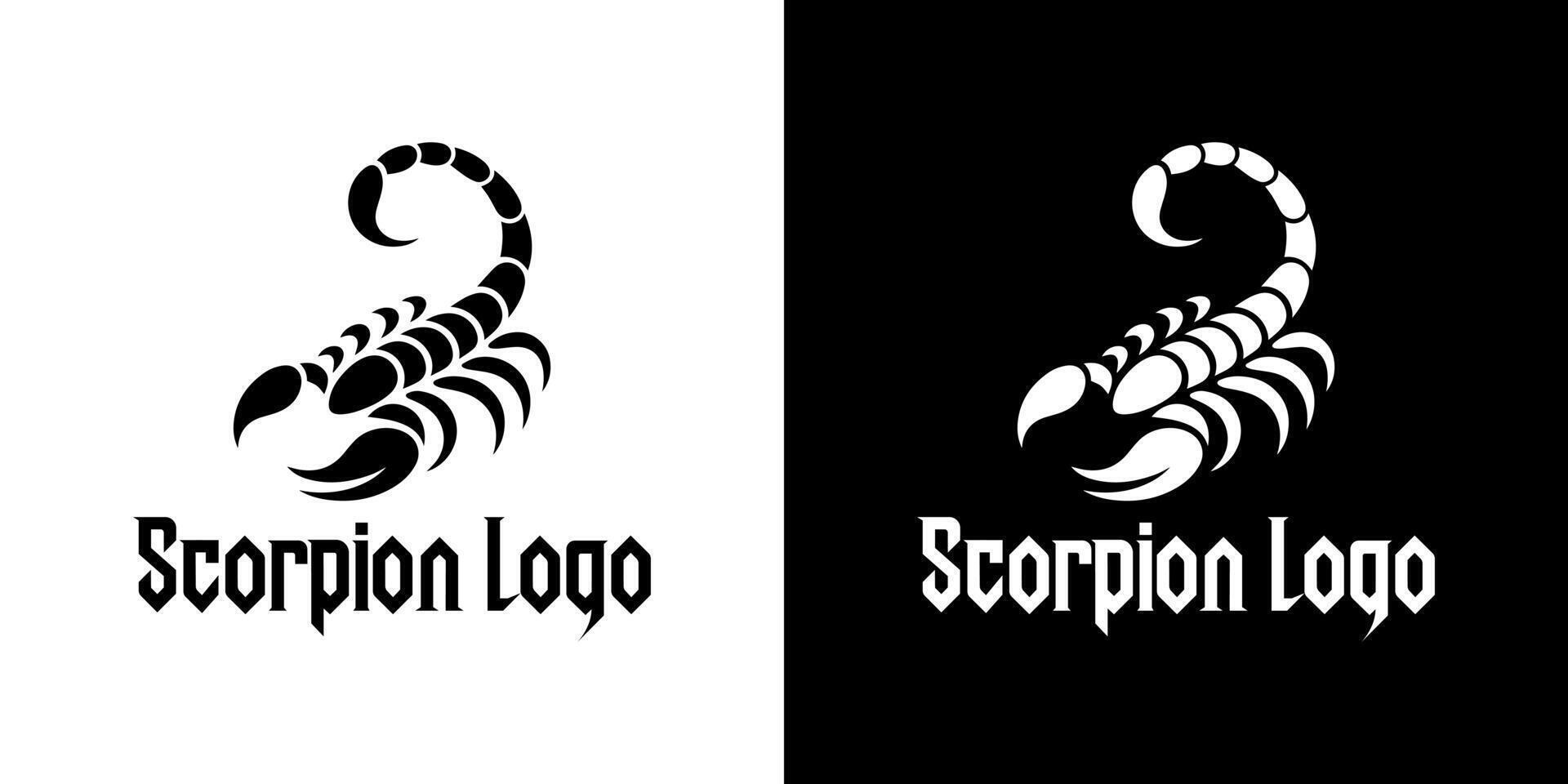 Stylish Scorpion Logo with Triangle Shape in Black and White Colors vector