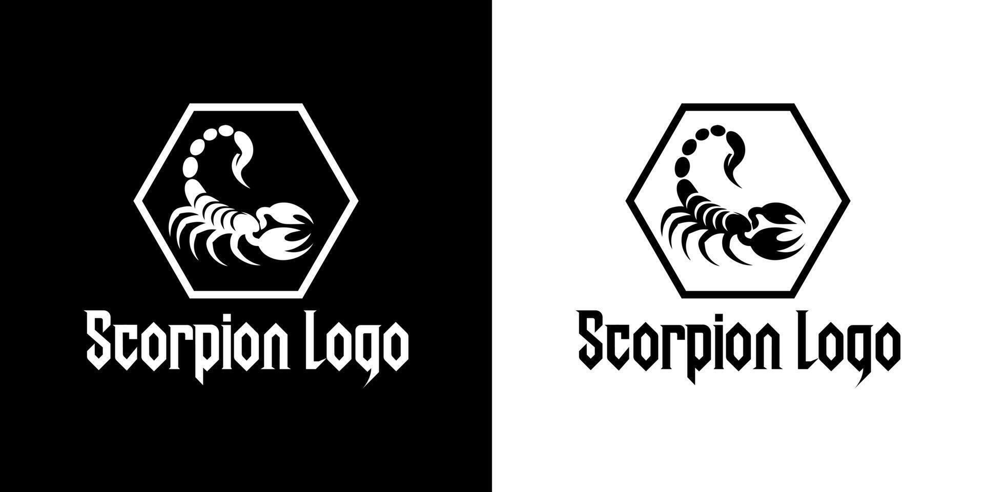 Abstract Scorpion Logo in Black and White with Unique Tail Design vector