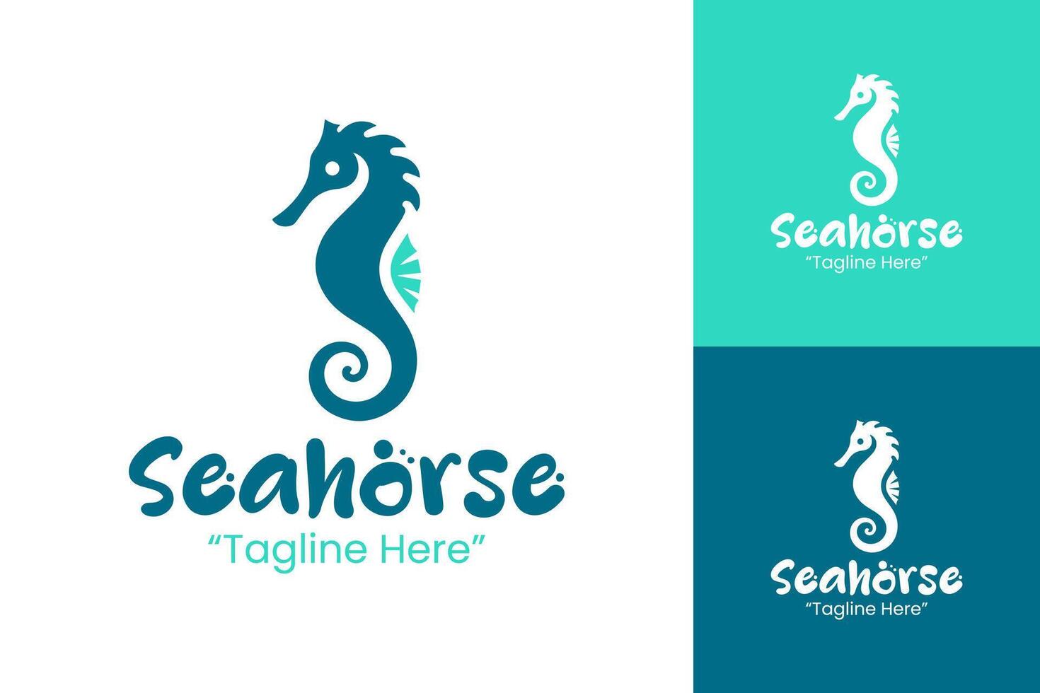 Modern Seahorse Logo Design with Blue-Turquoise and Elegant Detailing vector