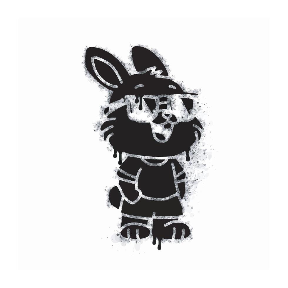 Rabbit spray icon isolated on white background. Rabbit graffiti icon sprayed in black on white background vector