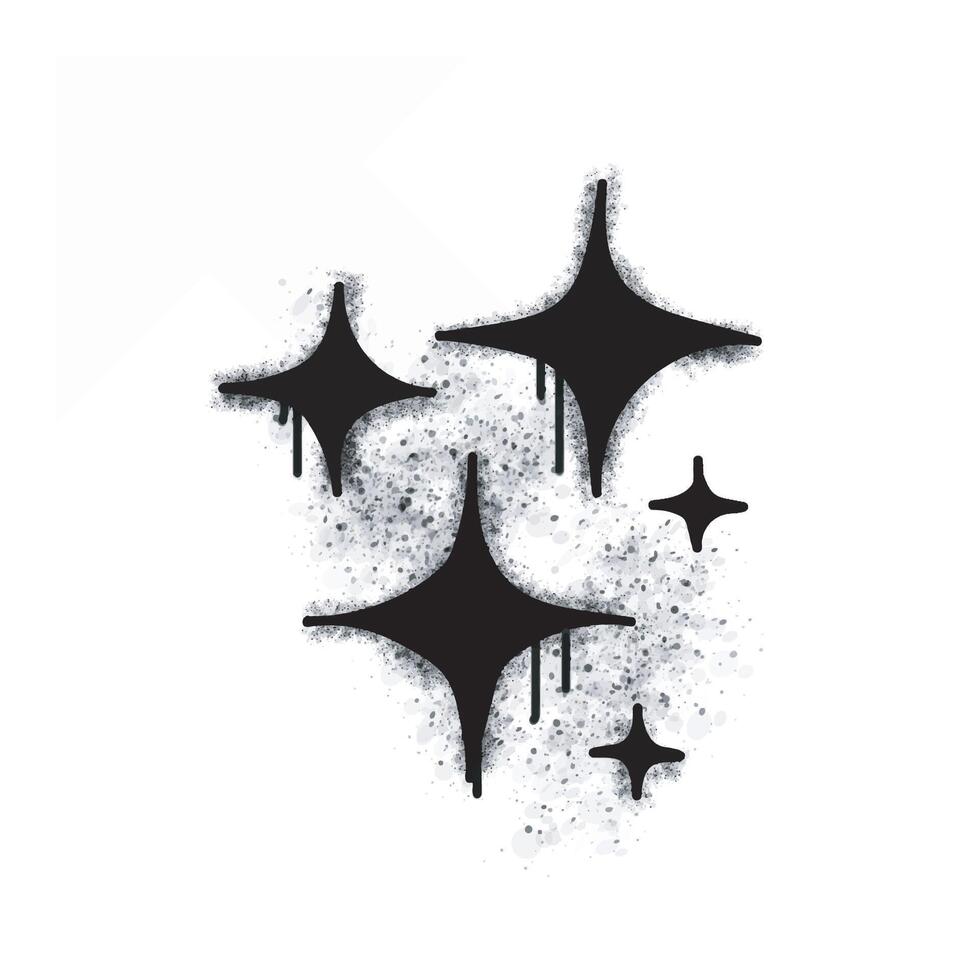 Star spray icon isolated on white background. Star graffiti icon sprayed in black on white background vector