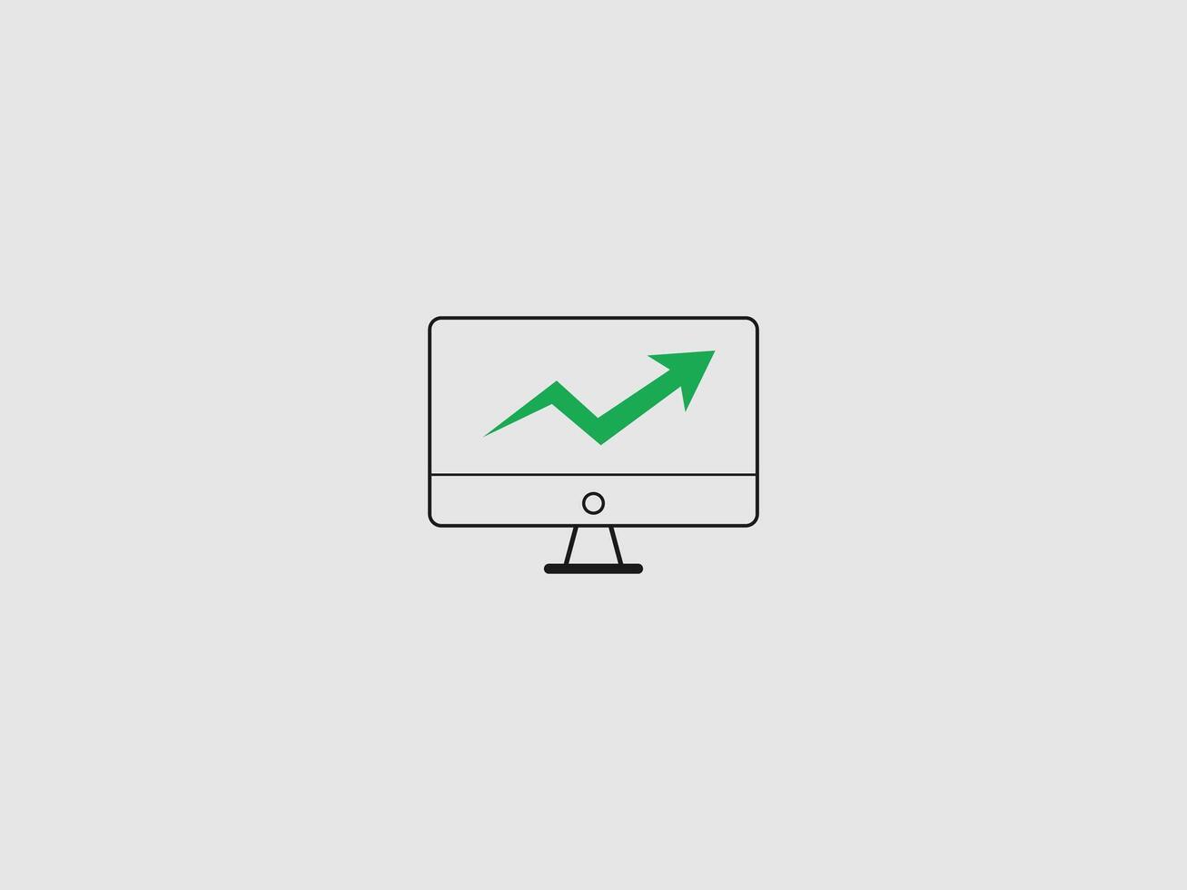 A flat outline icon of a computer monitor vector