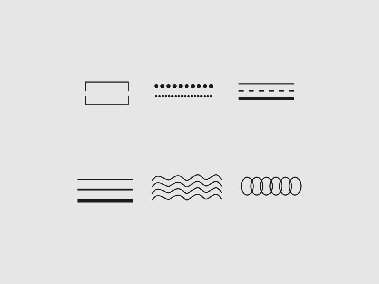 A collection of six minimalist line art icons vector